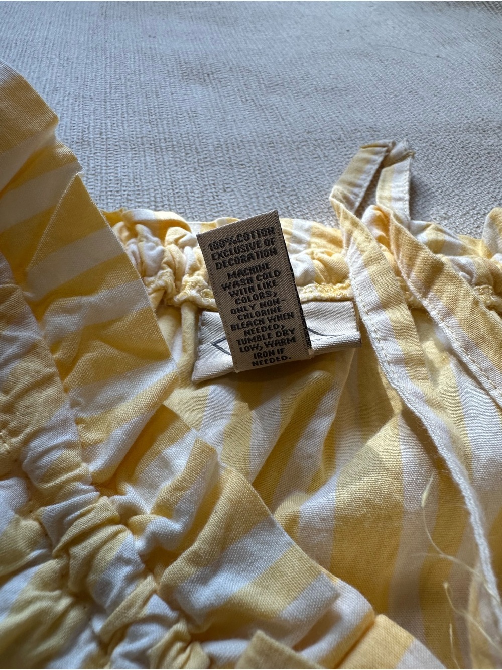 St. John’s Bay Yellow Striped Embroidered Cotton Tiered Dress Large Pockets - Picture 3 of 5